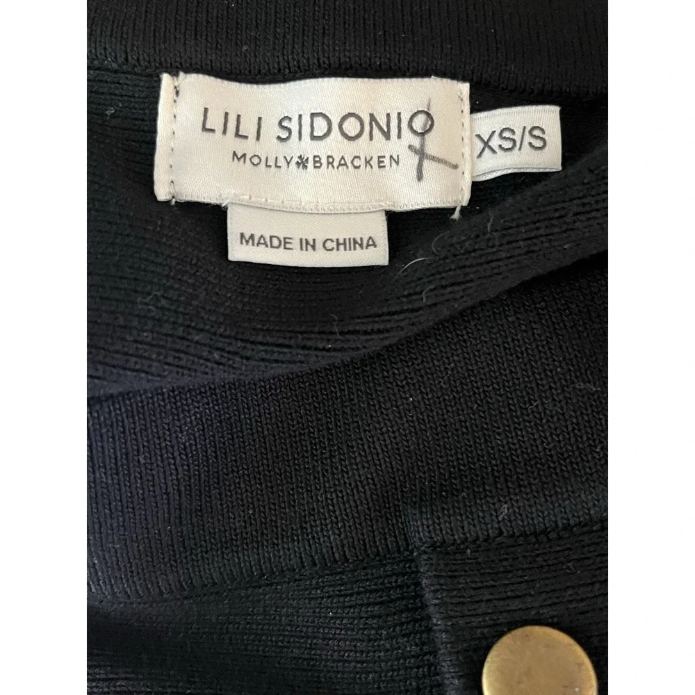 Lili Sidonio Mini Skirt Black Size Xs/s‎ Gold Button Front Ribbed Material